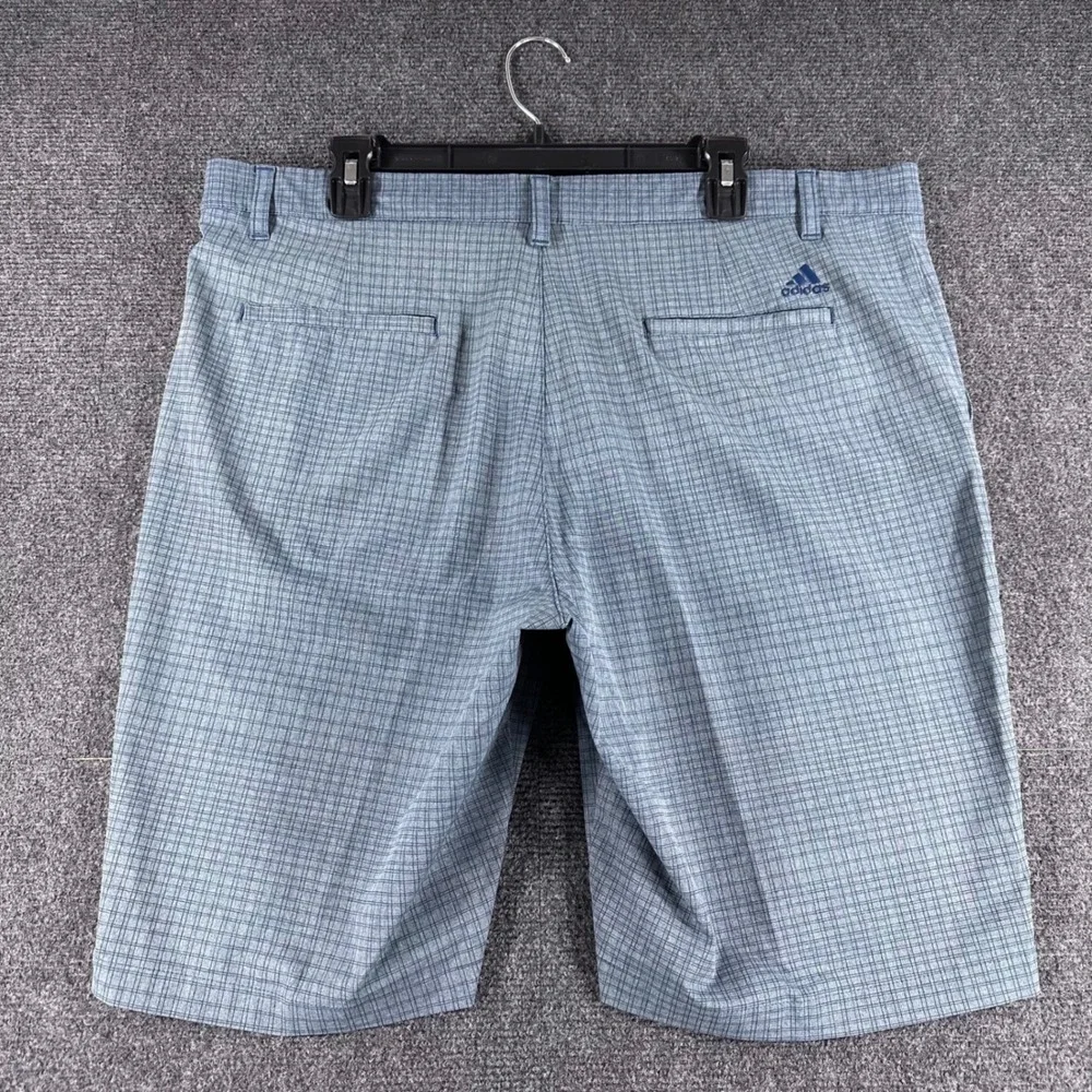 Adidas Shorts Mens 38 Blue Grey Grid Pattern Golf Performance‎ GU5103